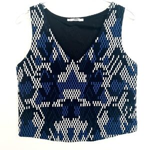 MNG Mango Embroidered Cropped Tank Top Vest Pixelated Snake Animal Print Size XS